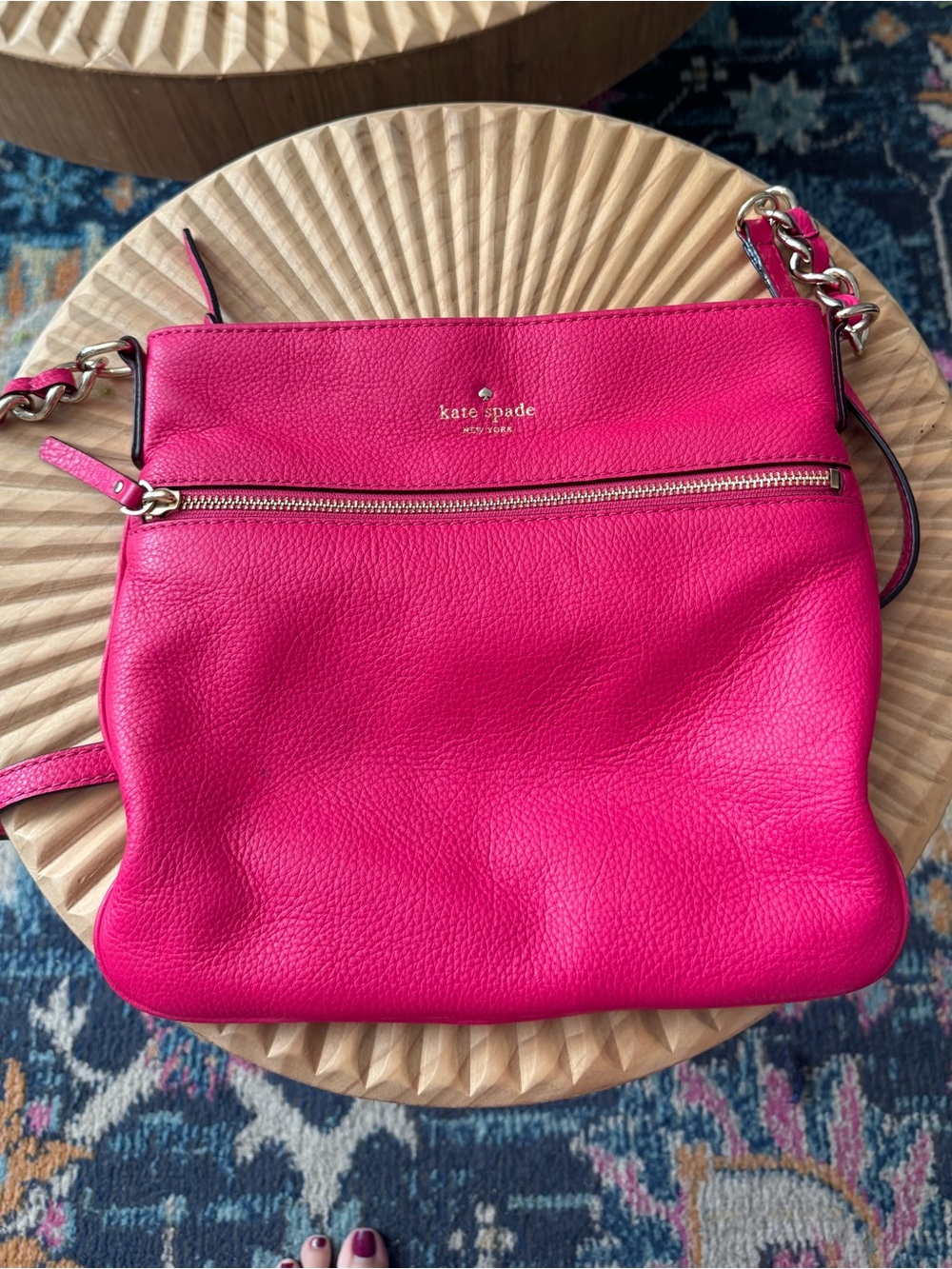 Kate Spade New York Cobble Hill Ellen Crossbody Bag Hot Pink Pebbled Leather